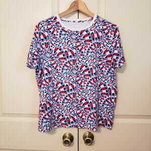 Kim Rogers Red White Blue Geometric Shirt L